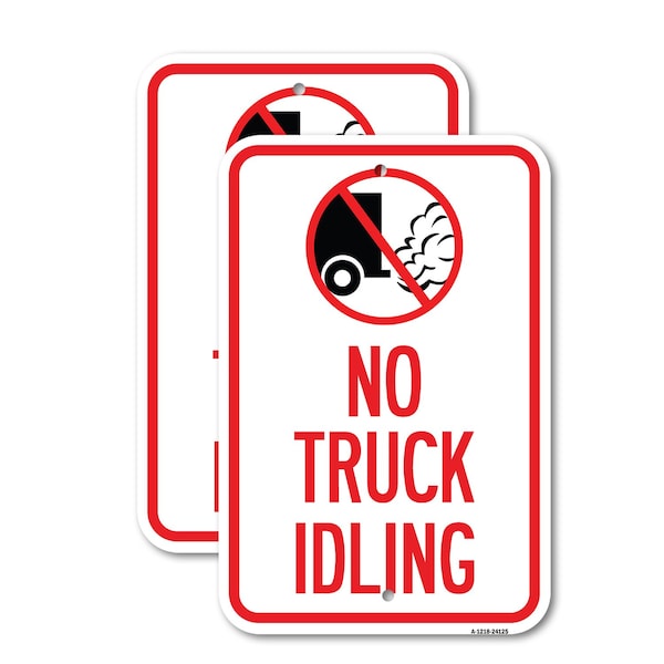 Signmission Driveway Sign No Truck Idling with Graphic, 12'' X 18'' 2 Signs, Heavy Gauge Aluminum, 2PK A-1218-2PACK-24125 - main