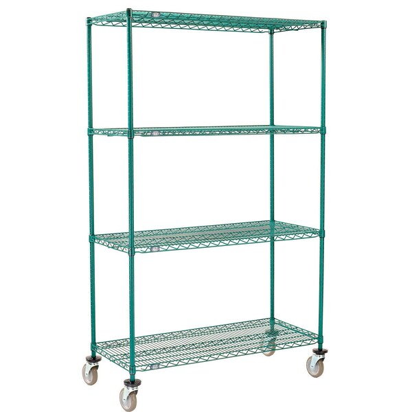 Global Industrial Nexel 4 Shelf Truck, Poly-Green, 24"W x 18"D x 60"H, Polyurethane Swivel Casters B3157807 - main
