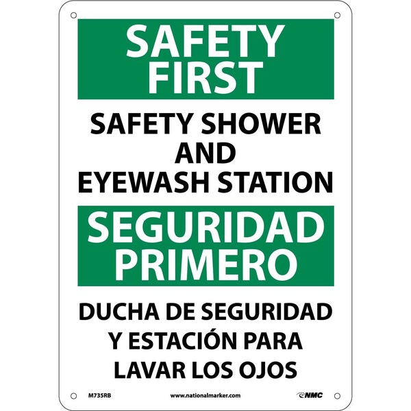 Nmc Safety First Shower And Eyewash Station Sign - Bilingual, M735RB M735RB - main