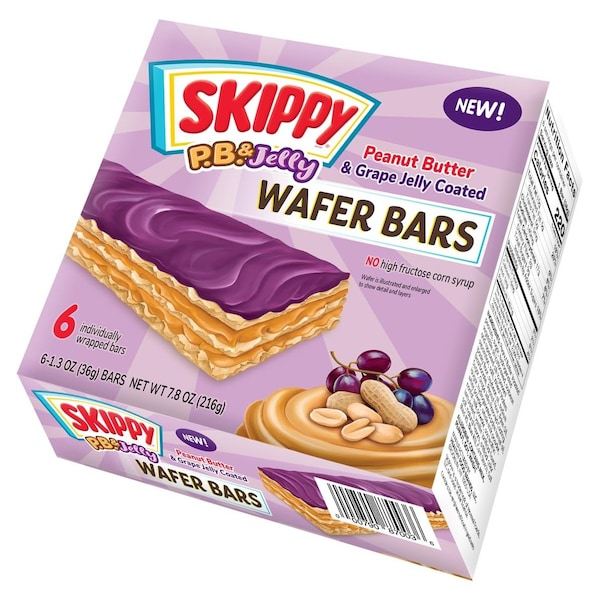 Skippy P.B. and Jelly Peanut Butter And Grape Jelly Coated Wafer Bars, 1.3 oz, 6 Ct, 36g/Bar SKIPPYPBJEL6 - main