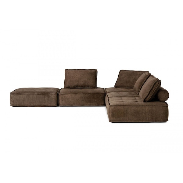 Homeroots Modern Chocolate Brown Floor Pillow Modular Sectional Sofa 473575 - main