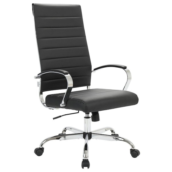 Leisuremod Benmar High-Back Leather Office Chair, Black BOT19BLL - main