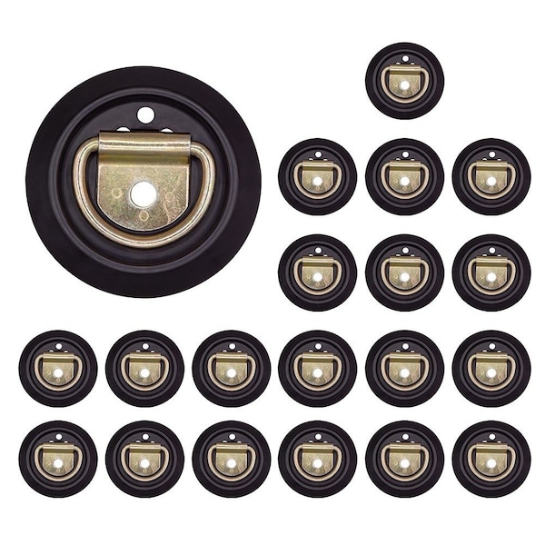 Mytee Products Flush Mount Recessed Anchor D-Ring Tie-Downs w/ Pan Fitting 1000 lbs WLL, 20PK D-Ring12-PFx20 - main