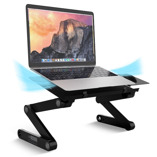 Homeroots Black Folding Laptop Desk or Laptop Stand with Mousepad 397722 - main