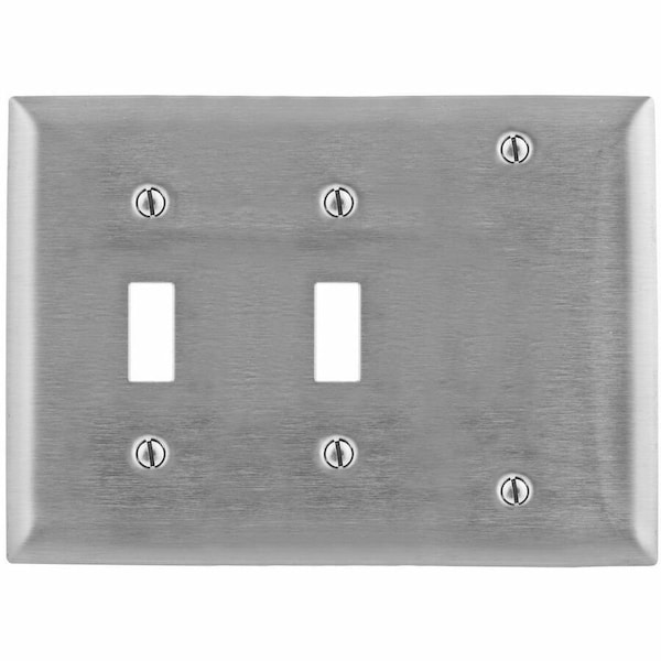 Hubbell Wiring Device-Kellems Toggle Opening Wall Plates and Box Cover, Number of Gangs: 3 Stainless Steel, Brushed Finish SS213 - main