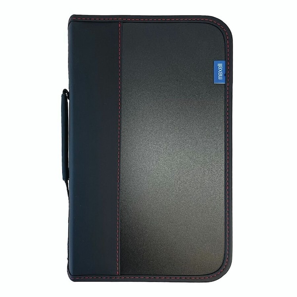 Maxell CD/DVD DISC MEDIA TRAVEL CASE 96ct CLOTH, ZIPPERED, PLASTIC SLEEVE INSERTS BLACK 197298 - main
