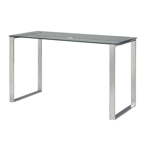 Homeroots 47" Clear and Silver Glass and Metal Computer Desk 554210 - main