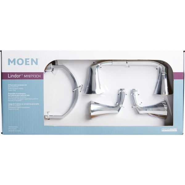 Moen Lindor 3-Piece Bath Hardware Set Chrome MY8793CH - main