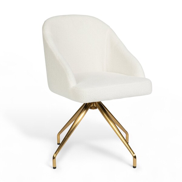 Martha Stewart Sora Upholstered Stationary Office Chair in Off White/Polished Brass CH-222119-CR-GLD-MS - main