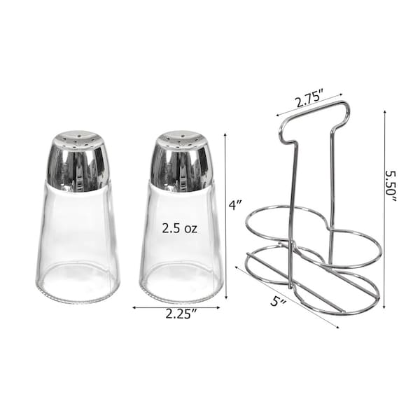 Basicwise Multifunctional Glass Salt and Pepper Shaker Set