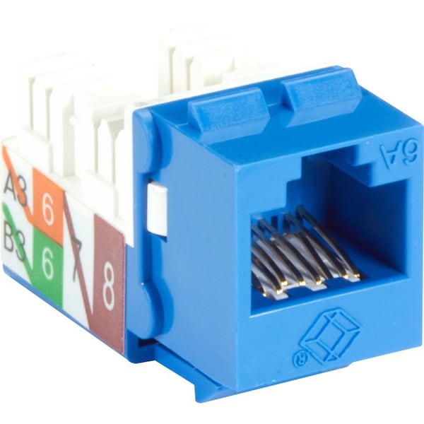 Black Box Cat6A Keystone Jack - Unshielded, Rj45, Blue C6AJA70-BL-R2 - main