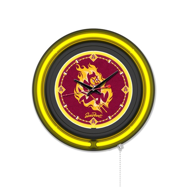 Holland Bar Stool Arizona State University Sparky 15 Double Neon Wall Clock Clk15BK - main