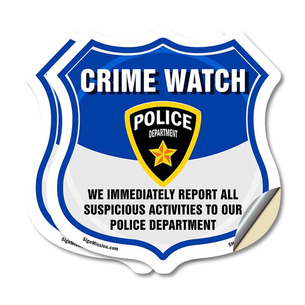 Signmission Neighborhood Crime Watch Shield Sign We, 4 inch X 4 inch, Vinyl Decal, 2PK SHI-D-2PACK-4-388 - main