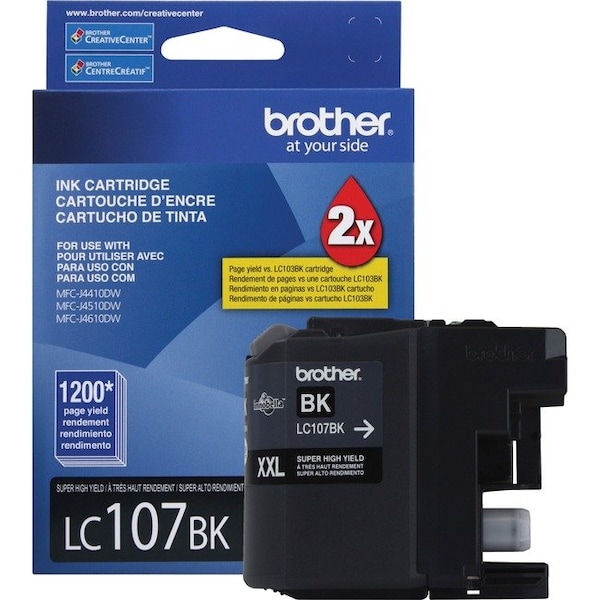 Brother Brother Innobella LC107BK Original Ink Cartridge - Inkjet - High Yield - 1200 Pages - Black - 1 Each LC107BK - main
