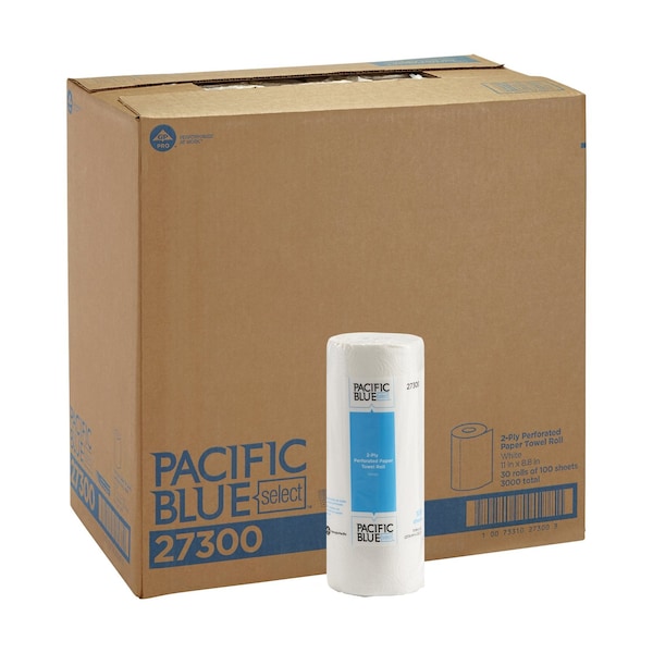 Georgia-Pacific Pacific Blue Select Perforated Roll Paper Towels, 2 Ply, 100 Sheets, 73 ft, White, 30 PK 27300 - main