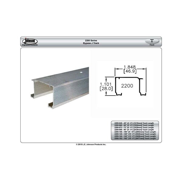 Le Johnson Track Set Bypass Door 72 in L F/ 3/4 in or 1-3/8 in 2 Door 2200722D - main