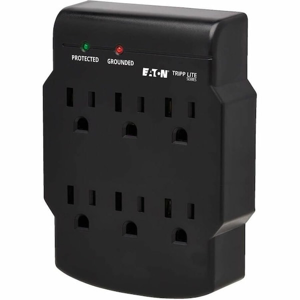 Eaton Tripp Lite Series 6-Outlet Surge Protector, Direct Plug-In, 750 Joules, Diagnostic LED, Black SK6-0B - main
