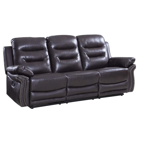 Homeroots 90" Brown Faux Leather Sofa With Black Legs 329417 - main