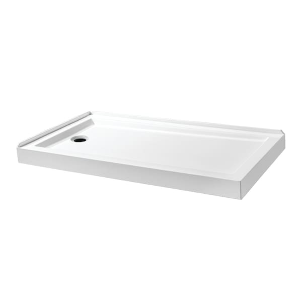 Kingston Brass 60" x 32" Acrylic Double Threshold Shower Base with Left Drain, Glossy White VTSB60324L - main
