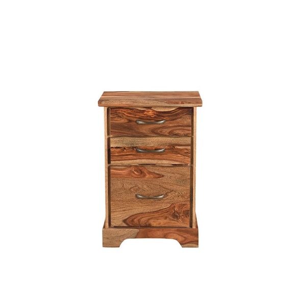 Homeroots 30" Natural Solid Wood Three Drawers Filing Cabinet 565281 - main