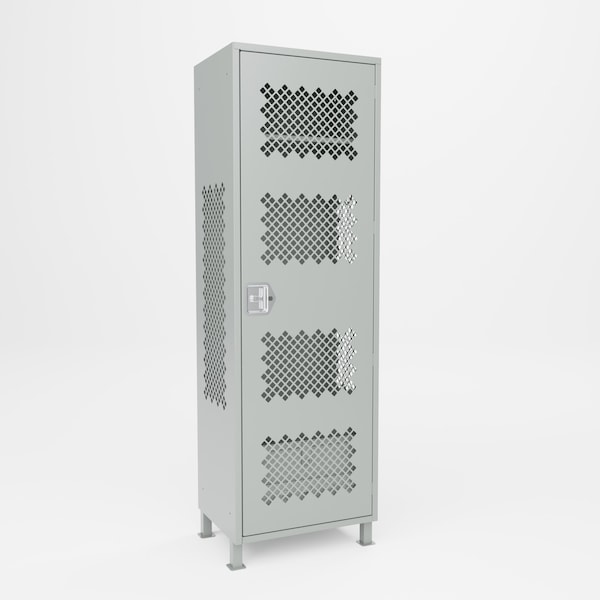 Pucel Athletic Gear Locker, 24 in W x 72 in H x 18 in D, Perforated Door, Foot Locker, 4 in Legs, Gray GL-2472-18-DFL - main