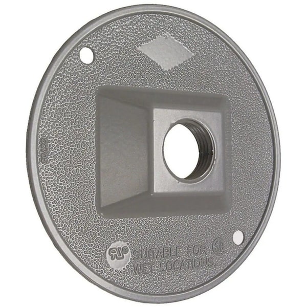 Hubbell Cluster Cover, 4-1/8 in Dia, 4-1/8 in W, Round, Zinc, Gray, Powder-Coated 5193-5 - main