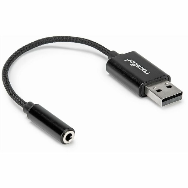 Rocstor USB TYPE-A TO 3.5 MM HEADPHONE JACK ADAPTER - ALUMINUM - BLACK Y10A346-B1 - main