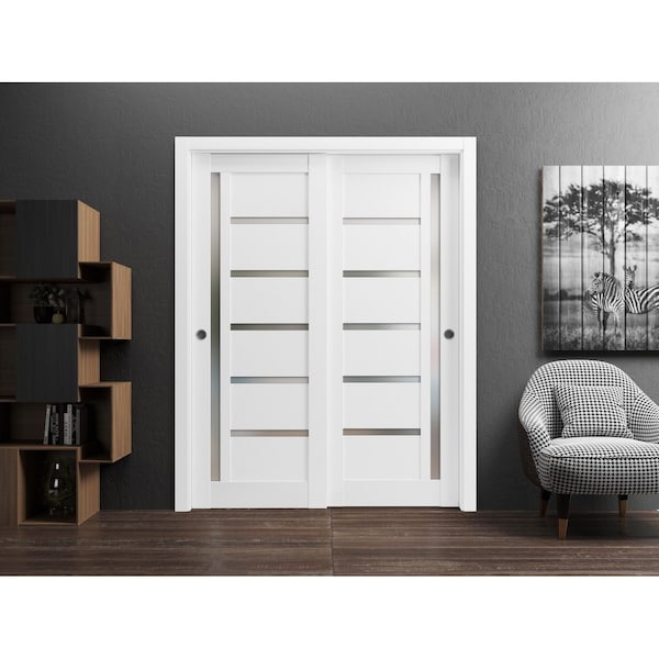 Sartodoors Closet Bypass Interior Door, 36" x 80", White QUADRO4088DBD-WS-36 - main