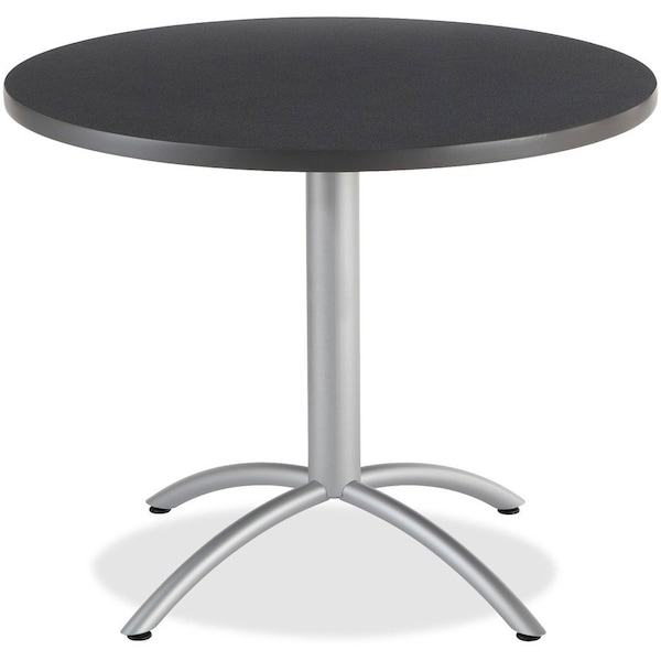 Iceberg CafeWorks Cafe/Breakroom Table, Graphite Granite Top, Silver Frame, 36 in Dia x 30 in H 65628 - main