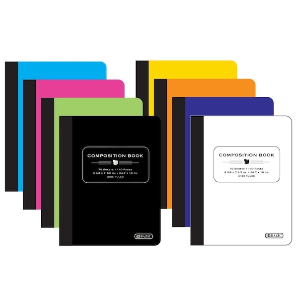 Bazic Products Wide Ruled 70 Sheets Poly Cover Composition Book, 48PK 5088 - main