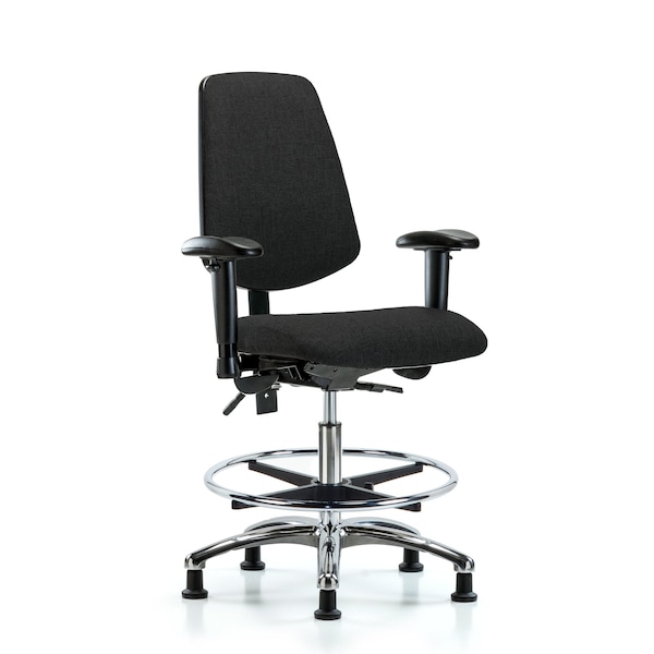 Blue Ridge Ergonomics Fab Med Bench Chair, Bk, CF, Glds, Blk, 6-Way Adjustable, 22" to 29" Height, Black BR-FMBCH-MB-CR-T0-A1-CF-RG-F42 - main
