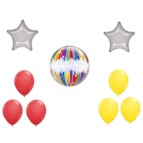Loonballoon Graduation Grad Theme Balloon Set, 22in. Congratulations Shooting Stars Bubble Balloon, Star Foil 97235 - main
