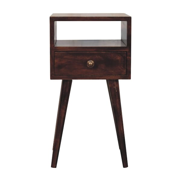 Homeroots 22" Brown Solid Wood Square One Drawer Nightstand 651797 - main