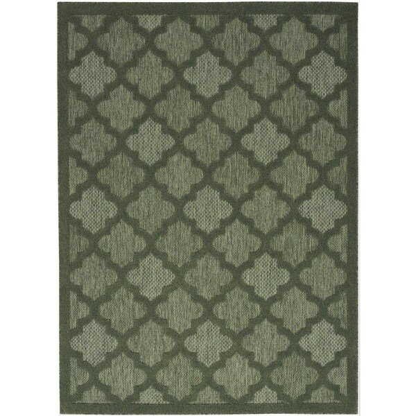 Homeroots 6' X 9' Dark Green And Light Green Trellis Indoor Outdoor Area Rug 545232 - main