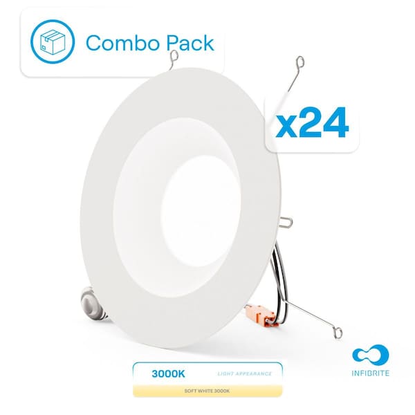 Infibrite 6 In. Retrofit 3000K Warm White LED Recessed Light 12W 1100LM, Dimmable, Wet Rated, 24PK IB-006-3-12W-WH-24PK - main