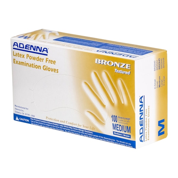 Safety Zone Bronze Latex Powder Free 5.5 mil Exam Gloves - White, Med - Case of 1000 BRZ645 - main