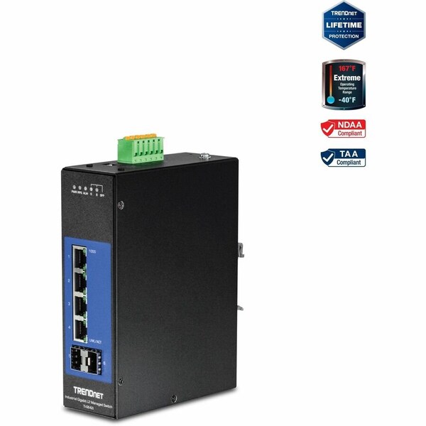 Trendnet 6-PORT INDUSTRIAL GIGABIT L2 MANAGED DIN-RAIL SWITCH - WIRED1GBPS - GIGABIT ETH TI-G642I - main