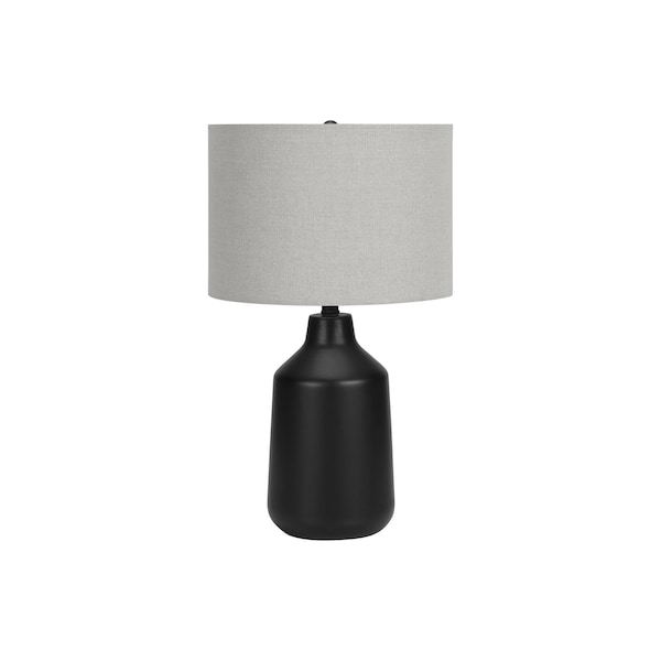 Homeroots 24" Black Concrete Urn Table Lamp With Gray Drum Shade 545839 - main