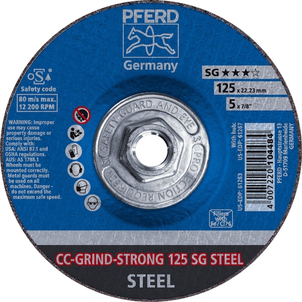 Pferd 5'' CC-GRIND-STRONG - 5/8-11 Thread - SG STEEL 61267 - main