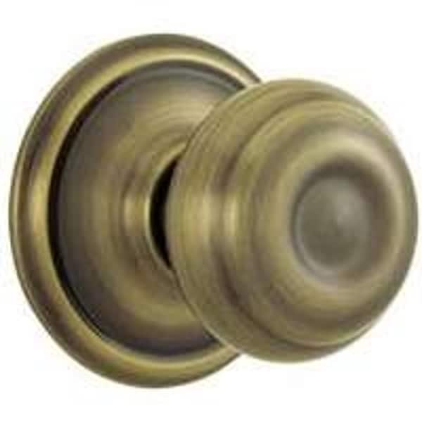 Schlage Georgian Series F170 GEO 609 Dummy Door Knob with Camelot Trim, Antique Brass F170GEO609 - main