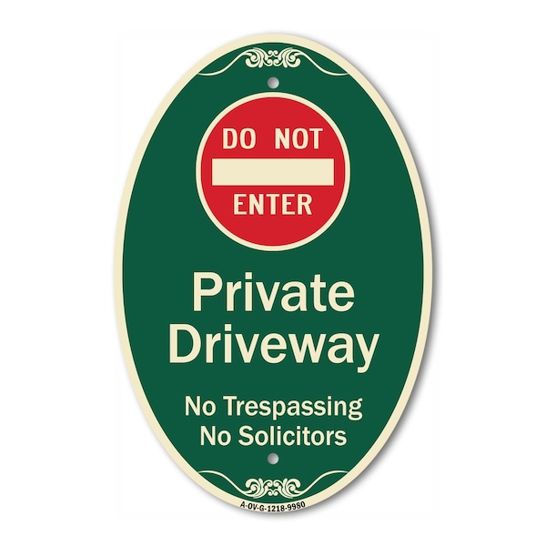 Signmission Do Not Enter Private Driveway No Trespassing , 12 In X 18 In Architectural, Heavy Gauge Aluminum A-OV-G-1218-9980 - main