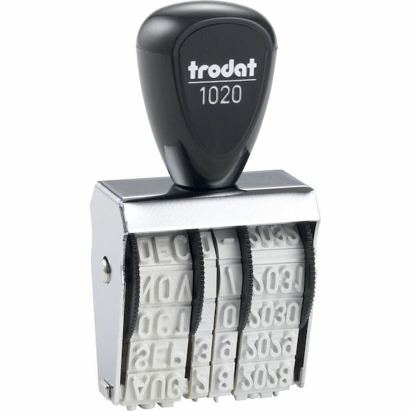 Trodat Size 2 Rubber Date Stamp, Date Stamp, 0.19in Impression Length, 4 Bands, Gray, Rubber, Steel RD020 - main
