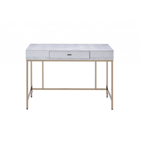 Homeroots 43" Silver and Champagne Writing Desk 319070 - main