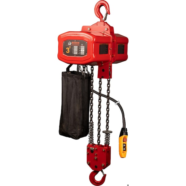 Bison Lifting Equipment 3 Ton Single Phase Electric Chain Hoist, 20 ft, 115/230v HH-B030 - main