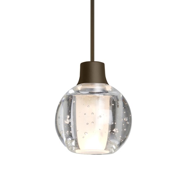 Besa Lighting Boca 3 Cord Pendant, Clear Bubble, Bronze Finish, 1x3W LED 1XT-BOCA3BB-LED-BR - main