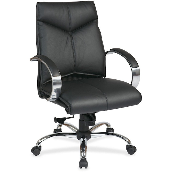 Office Star Exec Chair, Leather, Black, 16-19" Seat Ht, Overall Height: 37-3/4" 8201 - main