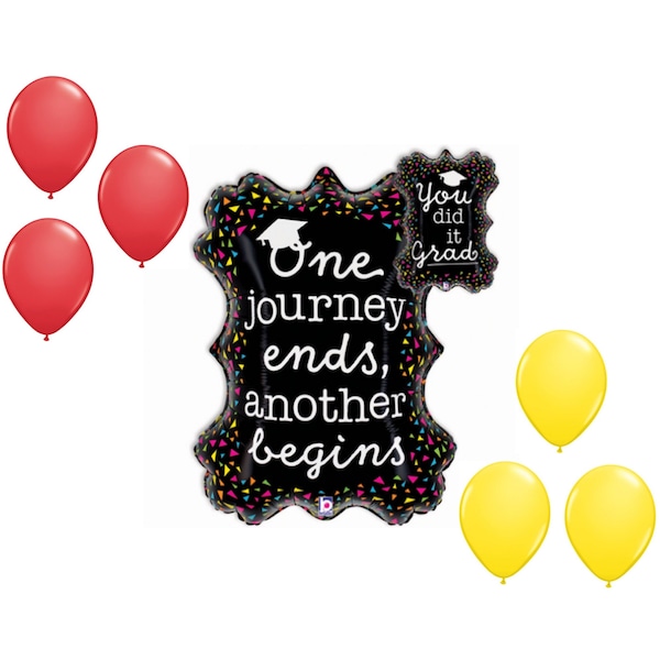 Loonballoon Graduation Grad Theme Balloon Set, 34 Inch Grad Neon Frame Balloon and 6x Latex Balloons 97207 - main