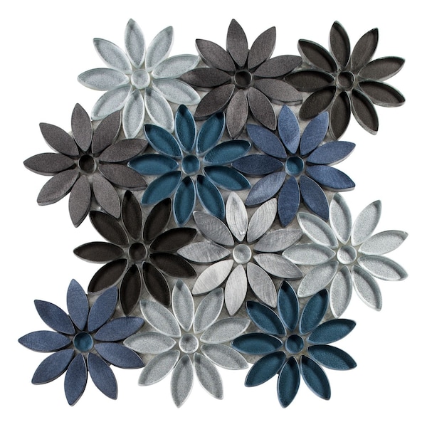 Andova Tiles SAMPLE-Fresh Qerbera Novelty Blue Flower Glass/Stone/Aluminum Wall & Floor Mosaic Tile SAM-ANDFRE392 - main