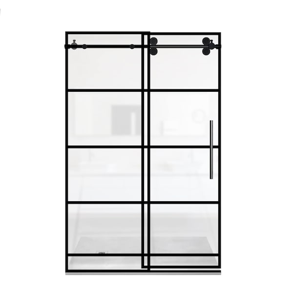 Fab Glass And Mirror Single Sliding Door, 56in“60in W x 76in H, 3/8in Frameless Temper SHMR-60-76MB - main