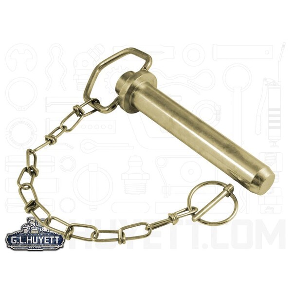 Huyett Hitch Pw/Lynch Pin & chain, SH, Zn Yelw, 1 Dia x 4.75 Eff L x 5.75 Shk L x .203 Hole Dia HPL-1000-4750S - main